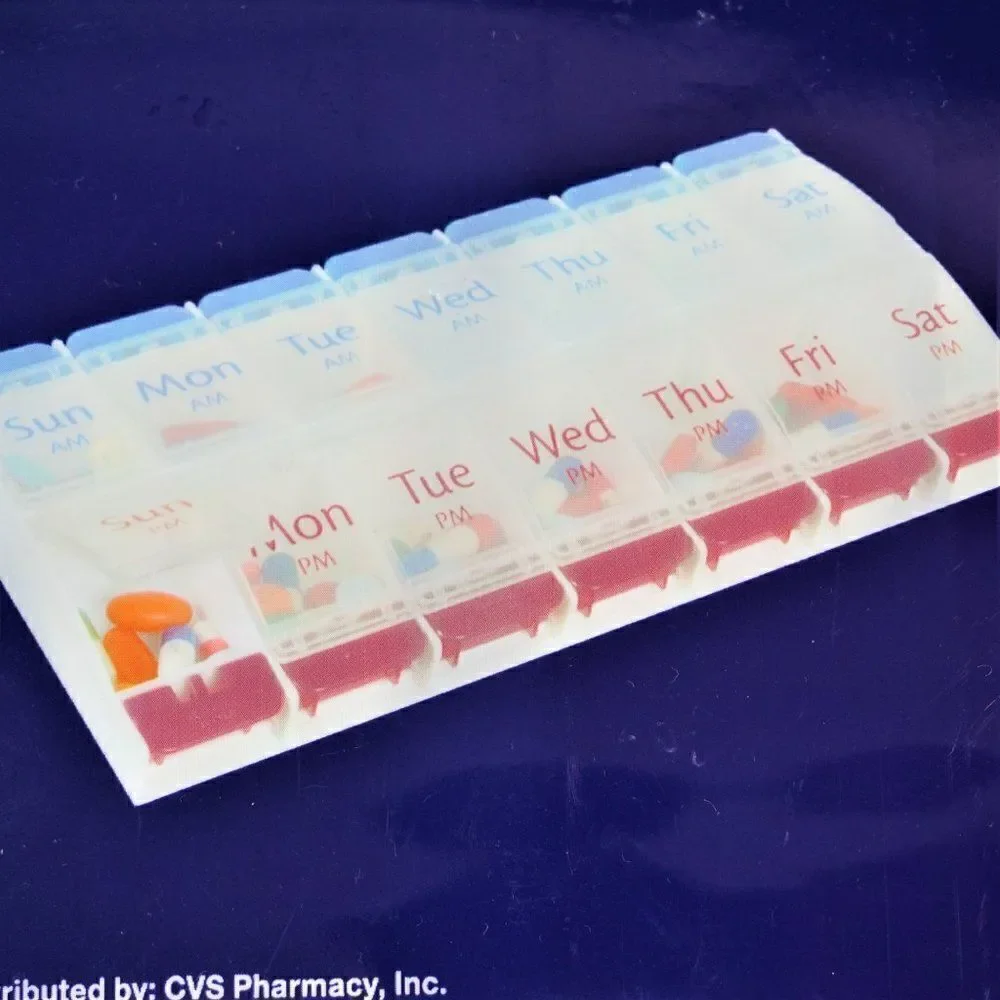 CVS Health Weekly AM PM Pill Planner Easy Push Button Lids NEW SEALED